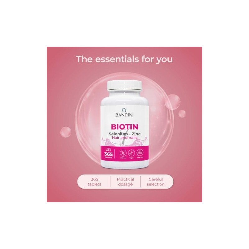 Bandini® Biotin Hair Growth Supplement | 365 Vegan Tablets High