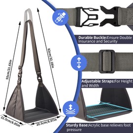 New Upgrade Airplane Footrest with No Feet Clashing,Portable Base Designed Travel Foot Hammock,Travel Essentials Portable Travel Footrest Flight Carry-On Adjustable Height Travel Accessories (Grey)