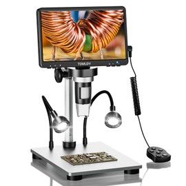 TOMLOV TOMLOV DM9 7" LCD Digital Microscope 1200X, 12MP Coin Magnification, 1080P HD Video Soldering USB Scope for Adult, with LED Light, Adjustable Metal Stand, PC/Windows/Mac Compatible, 32GB Card Included
