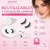 2 Pares Pestañas Magnéticas Natural Reutilizables +aplicador