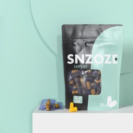 SNZOZE 30 Pairs Ultra Soft Foam Ear Plugs, Perfect for Sleeping, 38dB SNR, Individually Wrapped, One Size (Yellow)