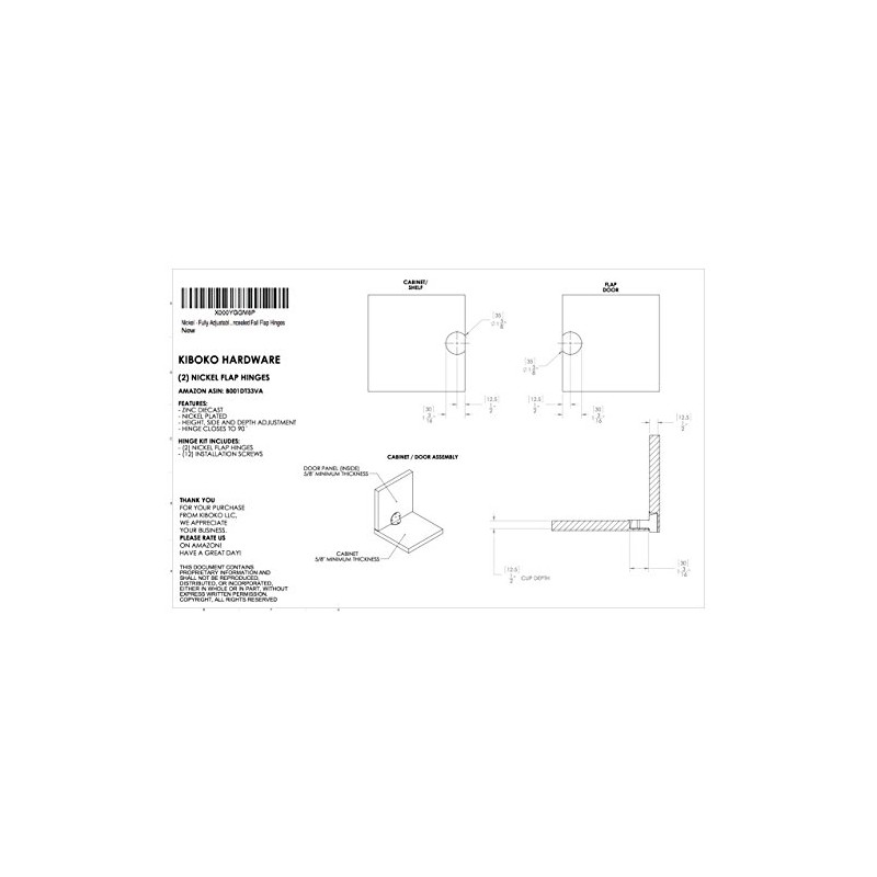Rockler Small Hinges - Concealed Fall Flap Adjustable Hinges Perfect