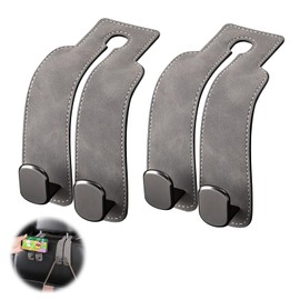 SoeUyd Pack of 2 Car Seat Double Hooks, Car Seat Double Hooks Back Hooks, Double Hooks for Car Seat Backrest Storage Place Holder, Can Be Used in the Car Seat Backrest, Decorative Accessories (Grey)