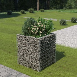 EVERSTRO Gabion Raised Bed Galvanized Steel 35.4"x35.4"x39.4",Galvanized Steel Gabion Planter: Sturdy and Stylish Garden Border Gardening Pots, Gardening Planters