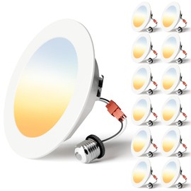 Ensenior 4 Inch LED Can Lights 12 Pack, Dimmable Retrofit Led Recessed Lighting, 5CCT Adjustable Color Temperature (2700K-5000K), 7W=77W 700LM, IC & Damp Rated, FCC