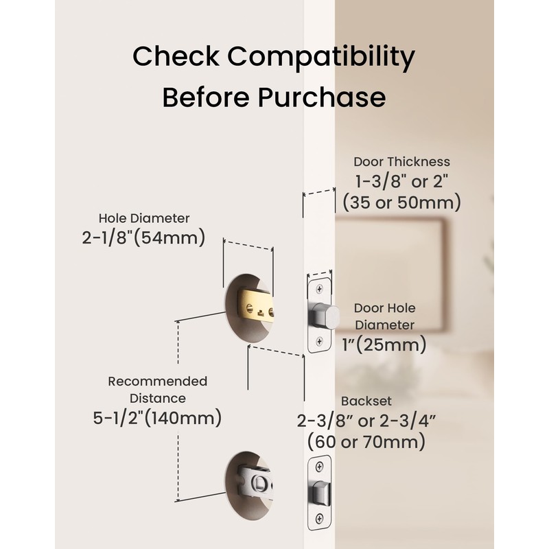 DESLOC C100 Keyless Entry Door Lock with Handle Set &Display,