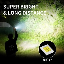 Blissbird LED Flashlights, Super Bright Tactical Flashlight, Rechargeable, 5 Modes Zoomable Waterproof Flash Lights Adjustable Brightness, Long Lasting for Camping, Emergency, Outdoor, Home, Hiking