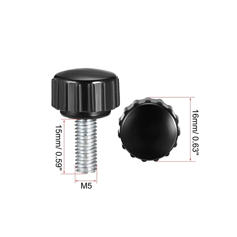 sourcing map 6pcs Knurled Clamping Knobs M5 x 15mm Metric