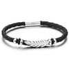 COOLSTEELANDBEYOND Braided Leather Bracelet for Men Women with Silver Color