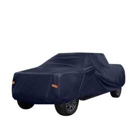 X AUTOHAUX Pickup Truck Car Cover for Toyota Tacoma Crew Cab Pickup 4 Door 6.1 Feet Bed 05-21 Outdoor Waterproof Sun Rain Dust Wind Snow Protection 190T PU with Driver Door Zipper Navy Blue