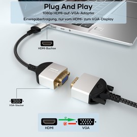 Lumivtx HDMI zu VGA Adapter,1080P@60HZ Unidirektional HDMI Computer auf VGA Monitor Adapter (Stecker auf Buchse) für Computer,Laptop,Desktop,PC,Monitor,HDTV,auf Projektor Display