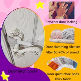 SLIFEOW Cloth Door Latch Silencer, Baby Door Latch Cover Quiet Close Pads to Reduce Slamming Noise, Quiet Door Closer Cushion Pads to Prevent Door from Slamming (3, Light Gray, 4.1 * 3.1 inches)