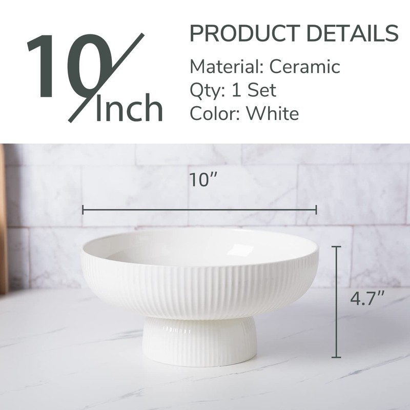 Magclay Ceramic Fruit Bowl with Draining Holes, 10" Large Fruit