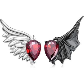 Gothic Earrings for Women - Angel Wing, Angels and Demons, Angel & Devil, Ruby Heart Designs - Gothic Jewelry and Gifts, Ideal for Anime Fans and Nightmare Before Christmas Lovers (B)