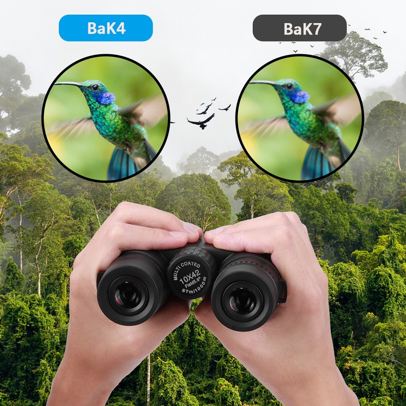 10X42 Binoculars BAK4 Portable Telescope with Universal Cilp for Outdoor