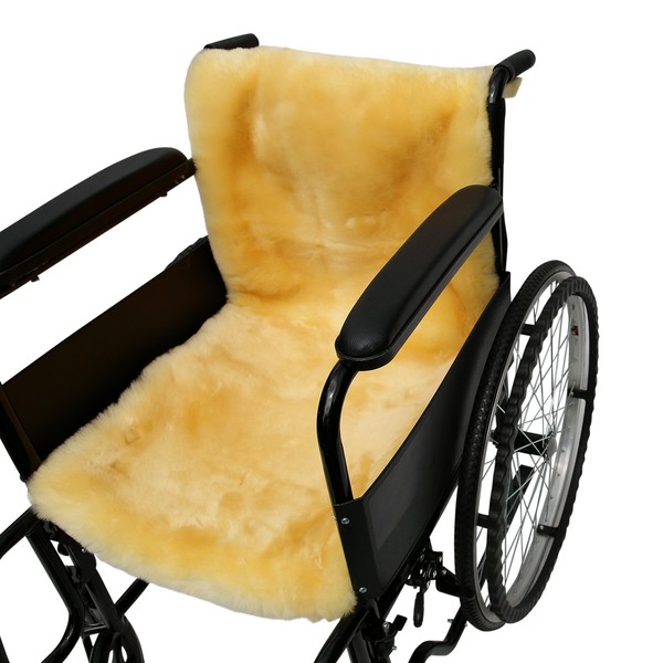 Lambskin Rolling Chair Cushion Real Cuddly Merino Fur 85 x 45 cm Gold/Yellow
