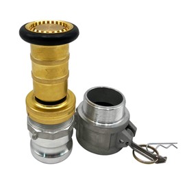 SAFBY Fire Hose Nozzle NPSH/NPT Thermoplastic Fire Equipment Spray Jet Fog with Aluminum Female and Male Fitting (1.5 Inch Brass)