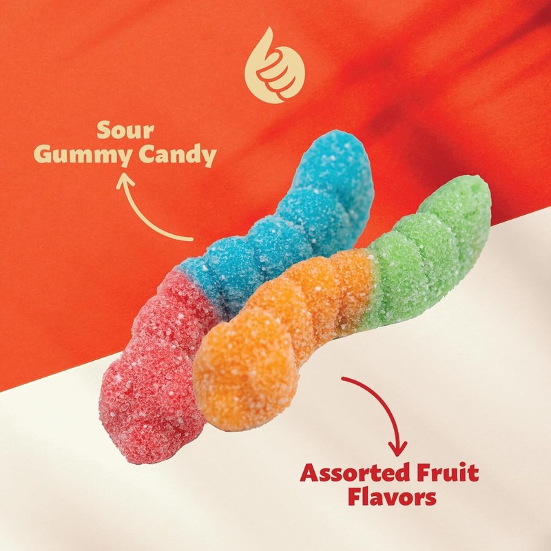 iLike! Neon Sour Gummy Worms | 2-Pound Bag | Assorted