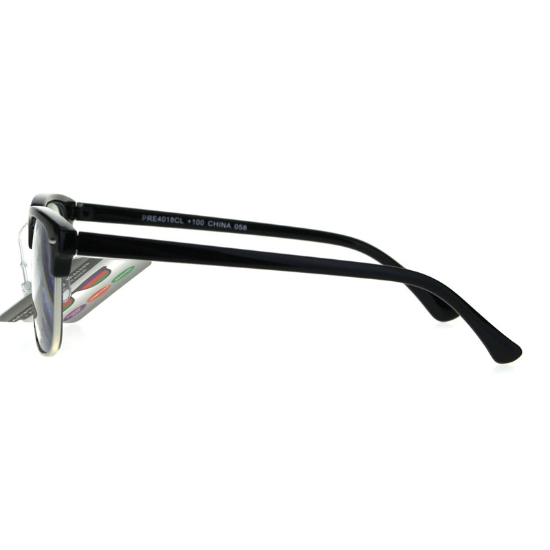 Half Horn Rim Hipster Multi 3 Focus Progressive Reading Glasses