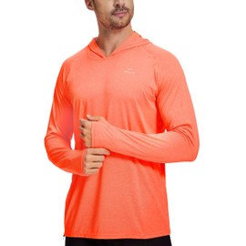 Willit Men's Sun Shirts UPF 50+ Rash Guard Long Sleeve Sun Protection Hoodie SPF UV Fishing Lightweight Athletic Running Heather Red L