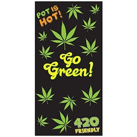 Rockin Towel Funny Weed-Themed Beach Towel Adult Humor Decorative Printed Black 30" x 60" Soft Cotton Velour Towels for Men & Women – Unique Gag Gift for Pool, Travel, Cruise Essentials & Outdoor Fun