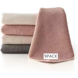 Microfiber Cleaning Cloths-9Pack, Soft Highly Absorbent Microfiber Towels, Lint Free Streak Free Microfiber Rags,Thick, Reusable Cleaning Cloth for House,Kitchen,Car,Window, Pink,White,Grey 30cmx40cm