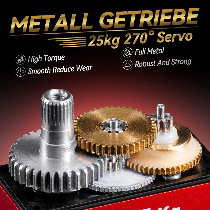 Miuzei 2Pcs 25KG High Torque RC Servo, Waterproof Servo Motor