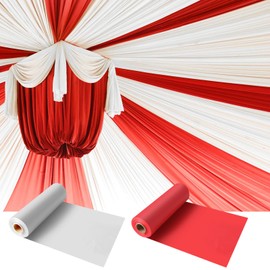 2 Roll 40in x 100ft Circus Carnival Decorations Disposable DIY Carnival Tablecloth Roll Circus Party Supplies for Clown Party Big Top Tent Cover Curtain Ceiling Wall Drapes Backdrop (Red White)