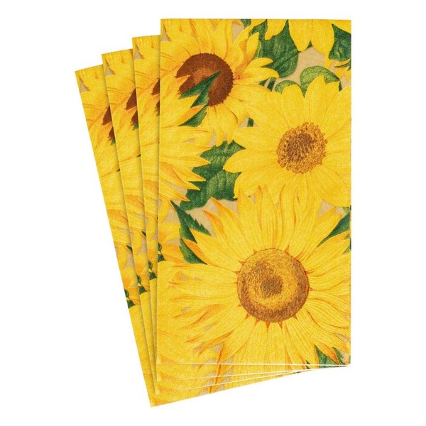 Caspari Sunflowers Paper Guest Towel Napkins - Two Packs of 15