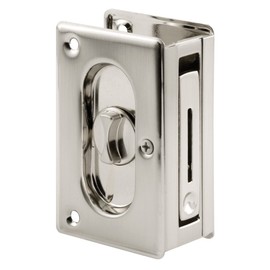 PRIME-LINE N 7367 Pocket Door Privacy Lock with Pull - Replace Old or Damaged Pocket Door Locks Quickly and Easily – Satin Nickel, 3-3/4”