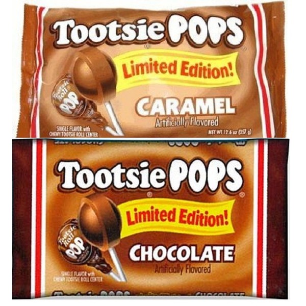 Caramel and Chocolate Tootsie Pops Limited Edition 2-pack Flavor Bundle, 1 pounds