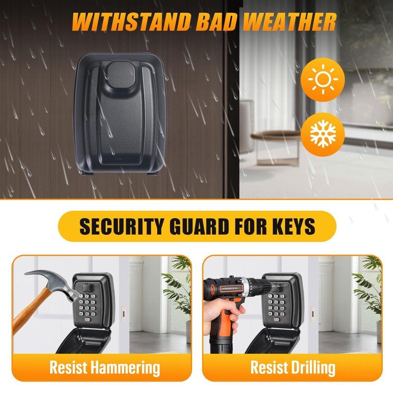 MEETOZ Lock Key Safe Wall Mounted, Waterproof Police Approved Lockbox,