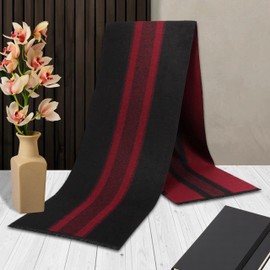 Foresters Men Pure Cashmere Lightweight Woolen Neck Scarf/Shawl | Gift Idea Extremely Warm Super Soft Scarf For Winter Autumn And Spring - Black & Red