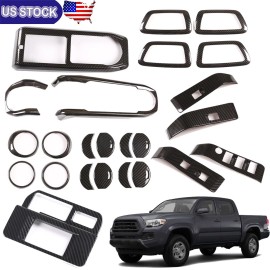 autopart2021 Carbon ABS Full Interior Center Console Kit Cover Trim Set For Toyota Tacoma 16+