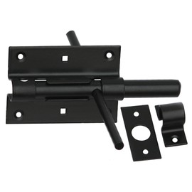 Bolt Lock, Door Bolt, Gate Bolt, Lock Bolt 100/16 on Both Sides, Black Powder Coating
