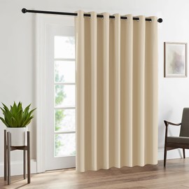 RYB HOME Blackout Curtains & Drapes - Light Block Extra Wide Curtain for Sliding Door Window Outdoor Indoor Privacy Drapes for Living Room Bedroom Dining, W 100 x L 84 inch, Biscotti Beige