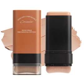 Full Coverage Foundation Stick with Built-in Brush, Waterproof Matte Concealer Contour Stick for All Skin Types, Long Lasting Cream Foundation Makeup with High Coverage（#04)