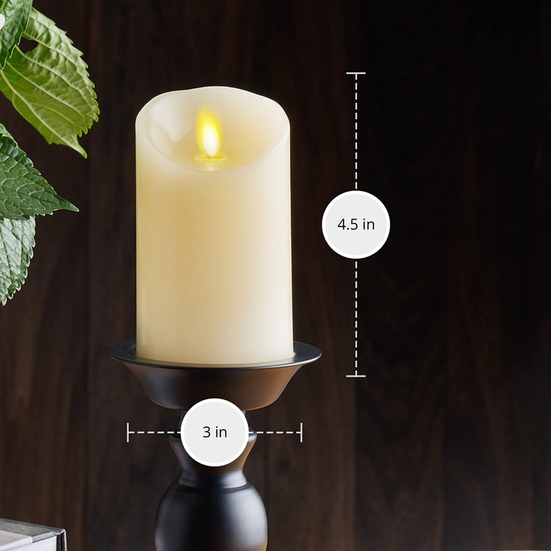 Luminara Flameless LED Battery Operated Ivory Pillar Candle, Flickering Realistic