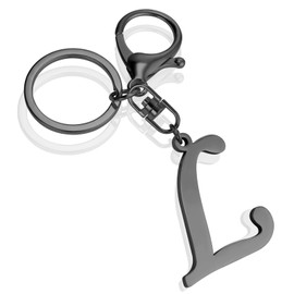 XGALBLA Cute Gold/Silver/Black Letter A-Z Keychain for Women Bag Charms for Handbags Stainless Steel Initial Letter Keychain, Black-l