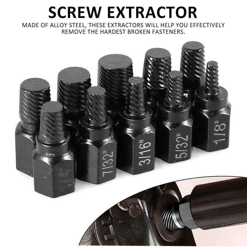 10 Pcs Screw Extractor Set, Hex Head Easy Out Bolt