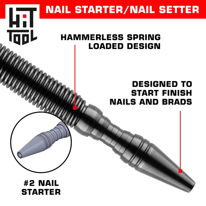 HIT Tools Dual-Tip Nail Starter & 2/32" Nail Setter –