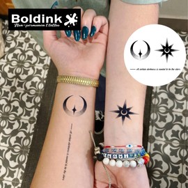 Boldink Temporary Tattoos, semi permanent tattoos, 15-day long lasting tattoo sticker, waterproof and anti-reflective, unique design(Stars moon)