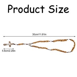 Tabanzhe Wood Beads Catholic Cross Necklace,Prayer Holy Cross Rosary Wooden Chain,Handmade Medal Cross Jesus Christ Necklace for Men Women Christians Religious Communion