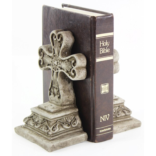 Cross Concrete Bookends Heavy Book Holders Religious Statuary for Church