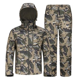 UIIHUNT Hunting Clothes for Men with Fleece Lining: Camo Hunting Suit, Safety Strap Compatible Water Resistant Silent Hunting Jacket and Pants