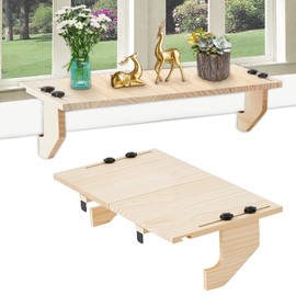 oyhqes Wooden Window Plant Shelf Stands, 22" Sill Extender for Indoor Plants No Drilling, Renter Friendly Design，Easy Installation Without Damage