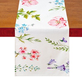 QINJIEJIE Colorful Floral Flowers Table Runners Spring Table Runner Seasonal Summer Farmhouse Table Decor for Kitchen Dining Table Home Party Decorations 13x72 Inch