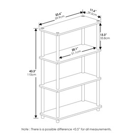 Furinno (99557BK/GY) Turn-N-Tube 4-Tier Multipurpose Shelf Display Rack - Black/Grey