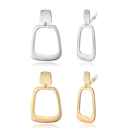 EVER FAITH 2 Pairs Clip Earrings Drop Earrings Set Knot Earring Chunky Twist Knot Clip On Without Pierced Ears 14K Gold Plated, Sterling Silver