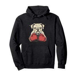 Boxing Bulldog With Boxing Gloves Kickboxing Funny Boxer Dog Pullover Hoodie